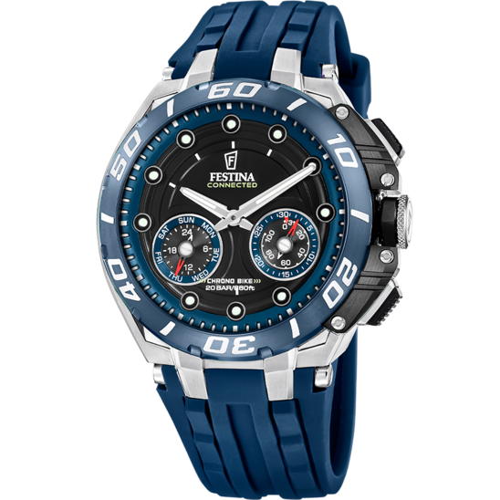 Montre connectée homme Festina CONNECTED F20763/1 – cadran noir bracelet caoutchouc – vue de face