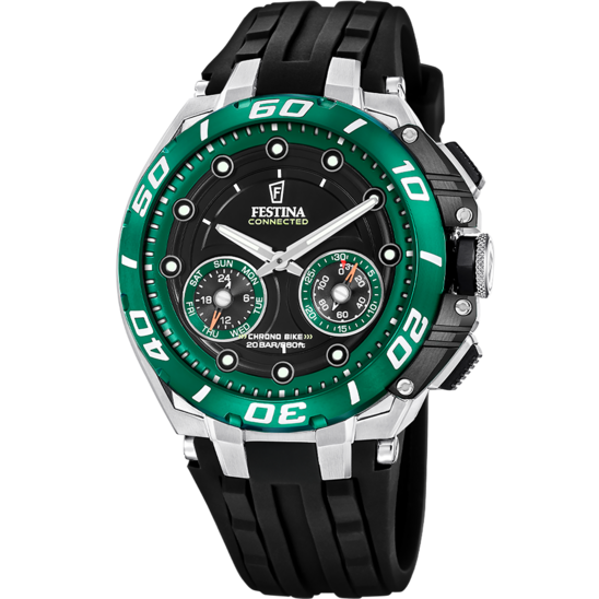 Montre connectée homme Festina CONNECTED F20763/2 – cadran noir bracelet caoutchouc – vue de face
