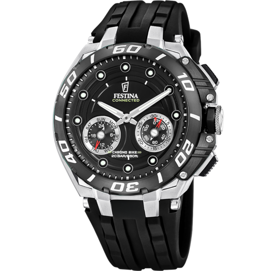 Montre connectée homme Festina CONNECTED F20763/3 – cadran noir bracelet souple – vue de face
