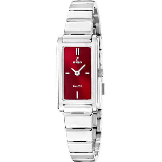 Montre femme Festina MADEMOISELLE F20767/4 – cadran rouge bracelet acier – vue de face