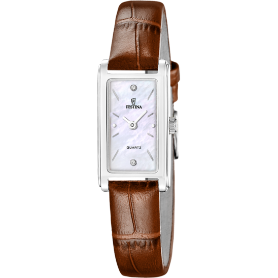 Montre femme Festina MADEMOISELLE F20769/2 – cadran blanc bracelet cuir – vue de face
