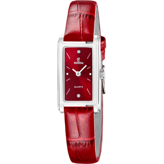 Montre femme Festina MADEMOISELLE F20769/3 – cadran rouge bracelet cuir – vue de face
