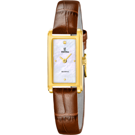 Montre femme Festina MADEMOISELLE F20770/2 – cadran argenté bracelet cuir – vue de face