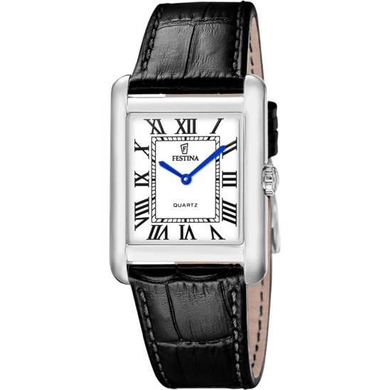 Montre homme Festina ON THE SQUARE F20771/1 – cadran blanc bracelet cuir – vue de face