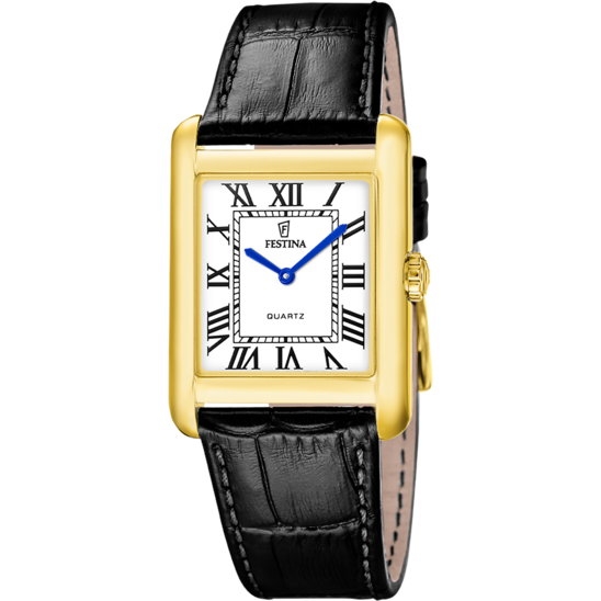 Montre homme Festina ON THE SQUARE F20772/1 – cadran blanc bracelet cuir – vue de face