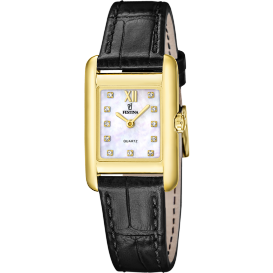 Dameshorloge Festina ON THE SQUARE F20774/3 – leren band met witte wijzerplaat – vooraanzicht