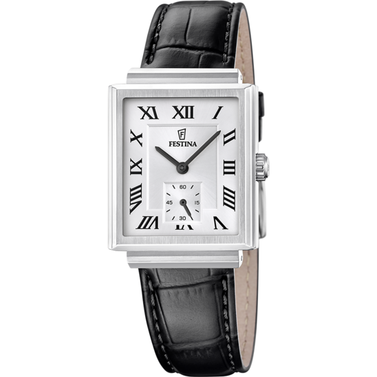Heren horloge Festina ON THE SQUARE F20775/1 – zilveren leren band met wijzerplaat – vooraanzicht