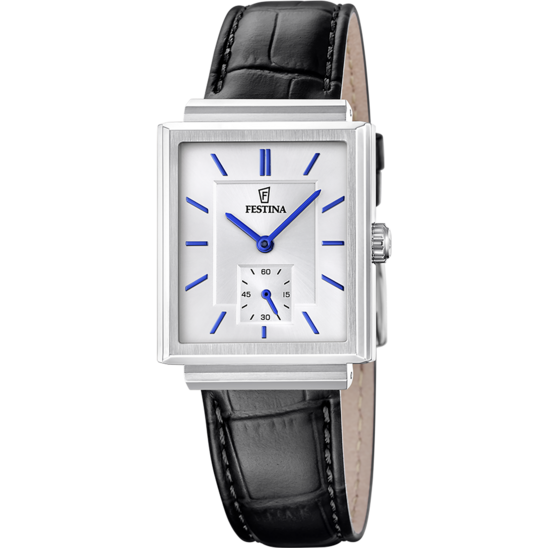Heren horloge Festina ON THE SQUARE F20775/2 – leren band met zilveren wijzerplaat – vooraanzicht