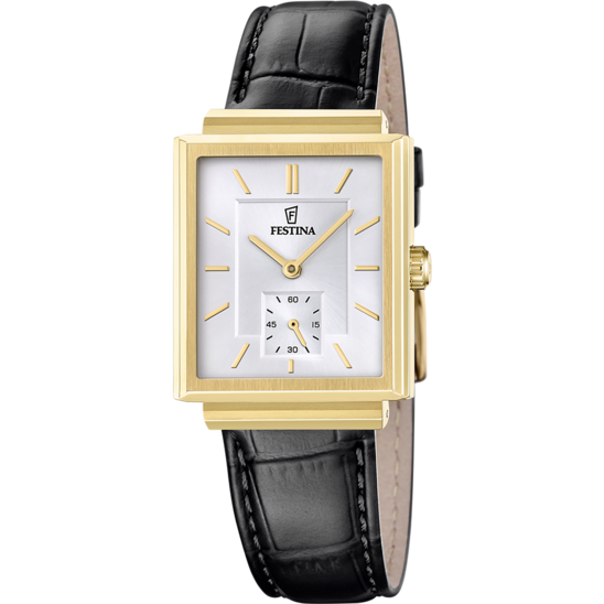 Heren horloge Festina ON THE SQUARE F20776/2 – zilveren leren band met wijzerplaat – vooraanzicht