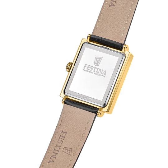 Montre homme Festina ON THE SQUARE F20776/2 – cadran argenté bracelet cuir – vue de profil 2