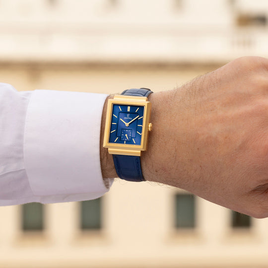 Herrklocka Festina ON THE SQUARE F20776/4 – blå urtavla läderrem – serie