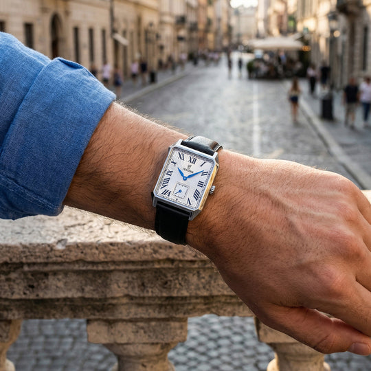 Herrklocka Festina ON THE SQUARE F20779/1 – silverurtavla läderrem – sliten