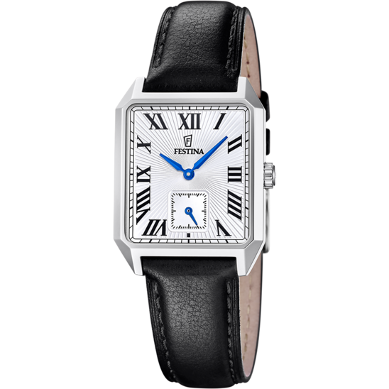 Herrklocka Festina ON THE SQUARE F20779/1 – silver urtavla läderrem – framifrån