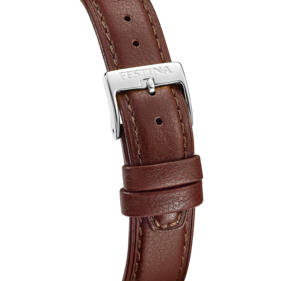 Ceas barbatesc Festina PE PIATA F20779/2 – cadran curea din piele argintie – vedere din spate