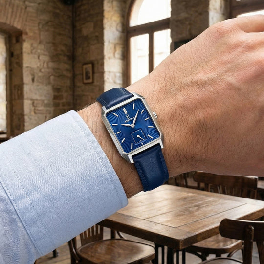 Herrklocka Festina ON THE SQUARE F20779/3 – blå urtavla läderrem – serie
