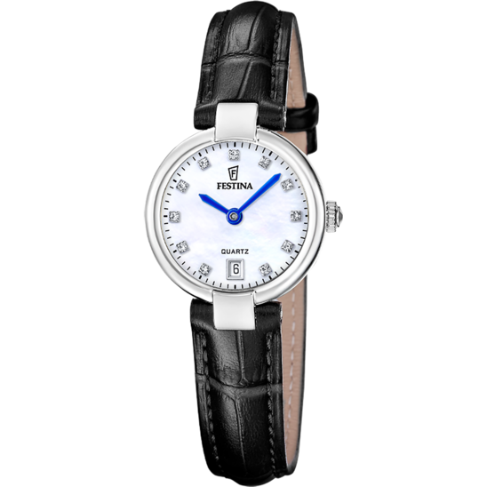 Damklocka Festina MADEMOISELLE F20782/1 – vit urtavla läderrem – framifrån