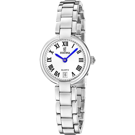 Dameklokke Festina MADEMOISELLE F20784/2 – hvit urskive stålarmbånd – sett forfra