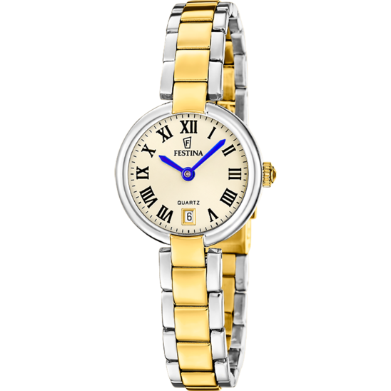 Montre femme Festina MADEMOISELLE F20785/2 – cadran doré bracelet acier – vue de face
