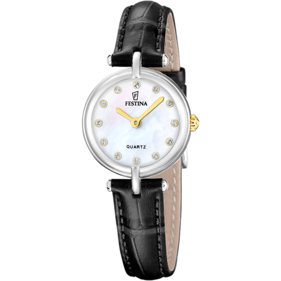 Montre femme Festina MADEMOISELLE F20787/4 – cadran blanc bracelet cuir – vue de face