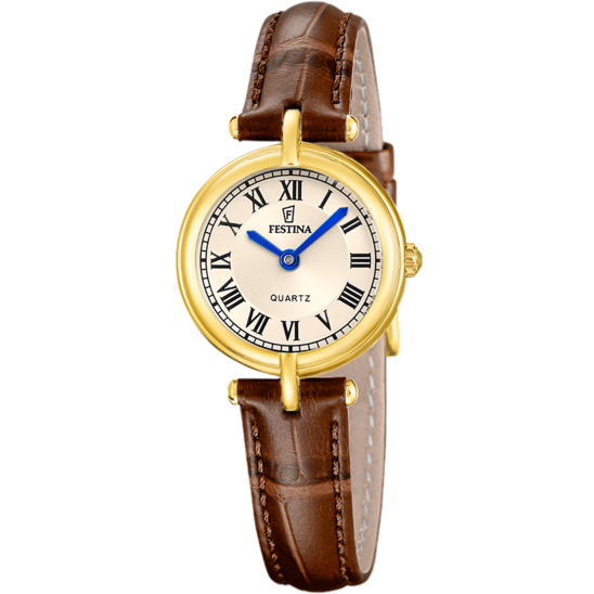Montre femme Festina MADEMOISELLE F20788/2 – cadran doré bracelet cuir – vue de face