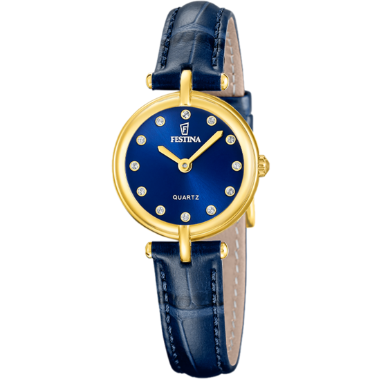 Montre femme Festina MADEMOISELLE F20788/3 – cadran bleu bracelet cuir – vue de face