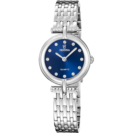 Montre femme Festina MADEMOISELLE F20789/4 – cadran bleu bracelet acier – vue de face