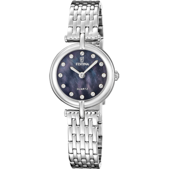 Montre femme Festina MADEMOISELLE F20789/5 – cadran noir bracelet acier – vue de face