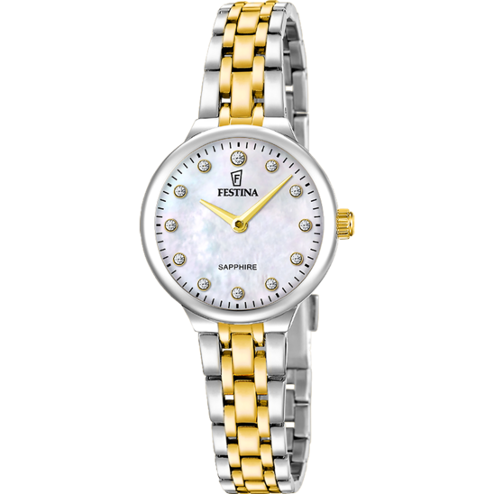 Montre femme Festina MADEMOISELLE F20792/1 – cadran blanc bracelet acier – vue de face