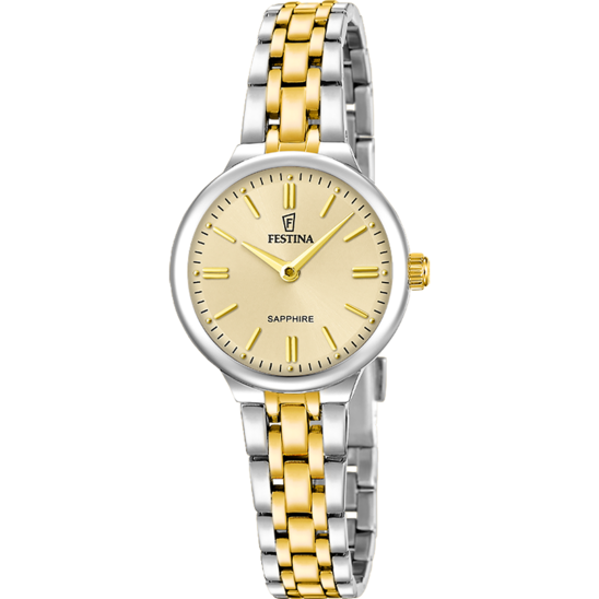 Montre femme Festina MADEMOISELLE F20792/2 – cadran doré bracelet acier – vue de face