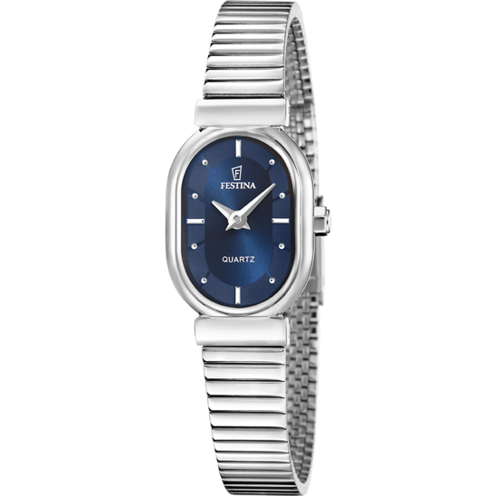 Damklocka Festina F20798/4 – blå urtavla stålarmband – framifrån