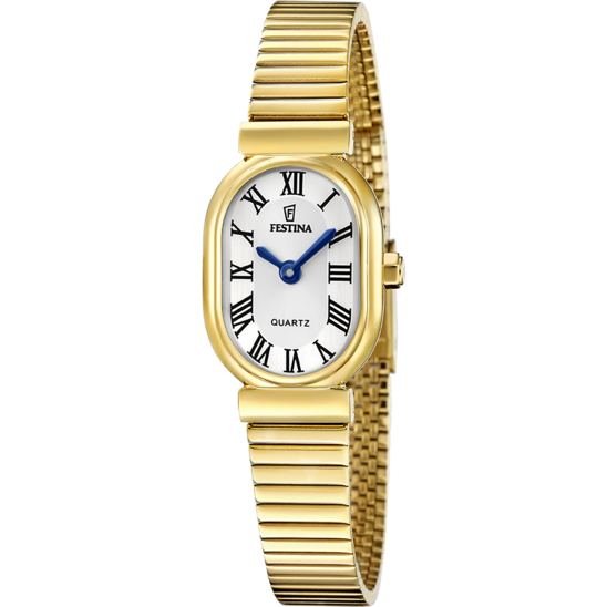 Damklocka Festina F20799/1 – silverurtavla, armband i guldpläterat stål – framifrån