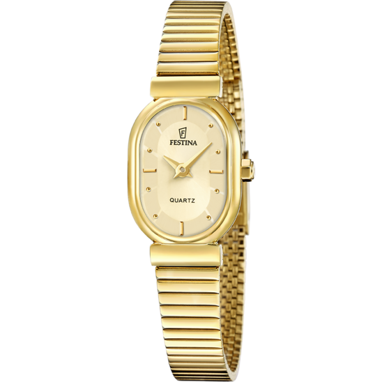 Montre femme Festina F20799/3 – cadran doré bracelet acier doré – vue de face