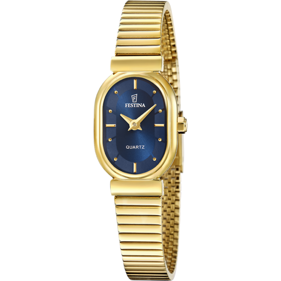 Ceas de dama Festina F20799/4 – cadran brățară din oțel auriu albastru – vedere frontală