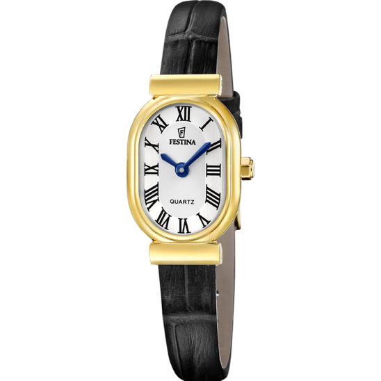 Dameur Festina F20801/1 – urskive sølv læderrem – set forfra
