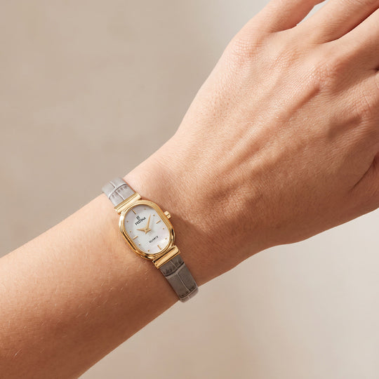 Dameur Festina F20801/2 – urskive hvid læderrem – scope