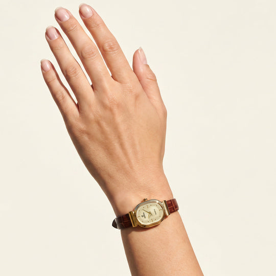 Ceas de dama Festina F20801/3 – cadran bratara din piele aurie – sfera
