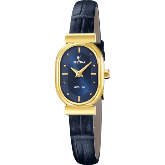 Dameur Festina F20801/4 – urskive blå læderrem – set forfra