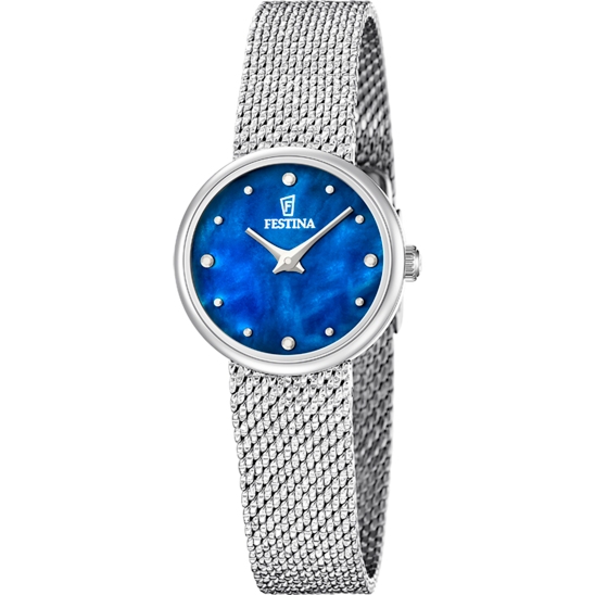 Damenuhr Festina F20803/3 – Zifferblatt Blaues Stahlarmband – Vorderansicht