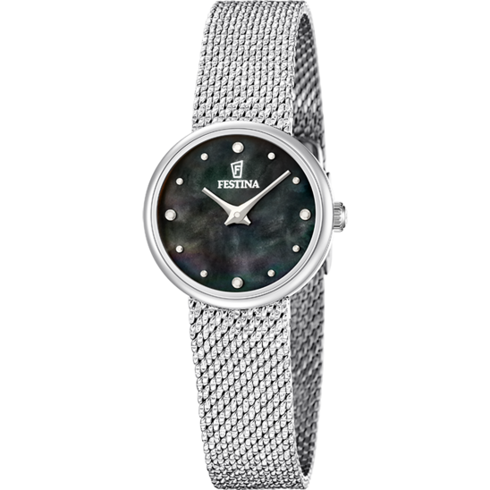 Damenuhr Festina F20803/6 – Zifferblatt schwarzes Stahlarmband – Vorderansicht