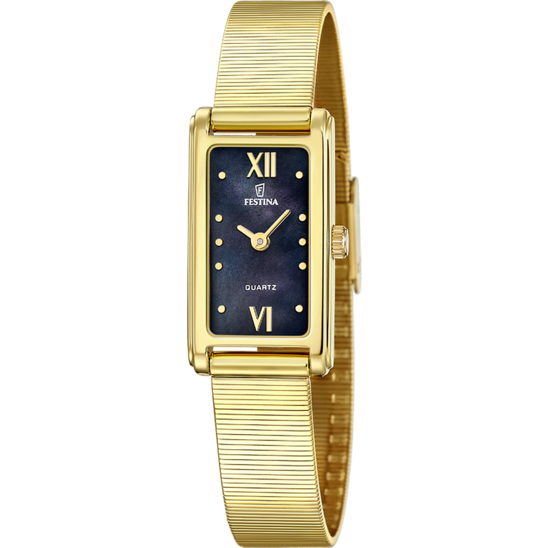 Dameur Festina F20805/2 – urskive sort guld stålarmbånd – set forfra