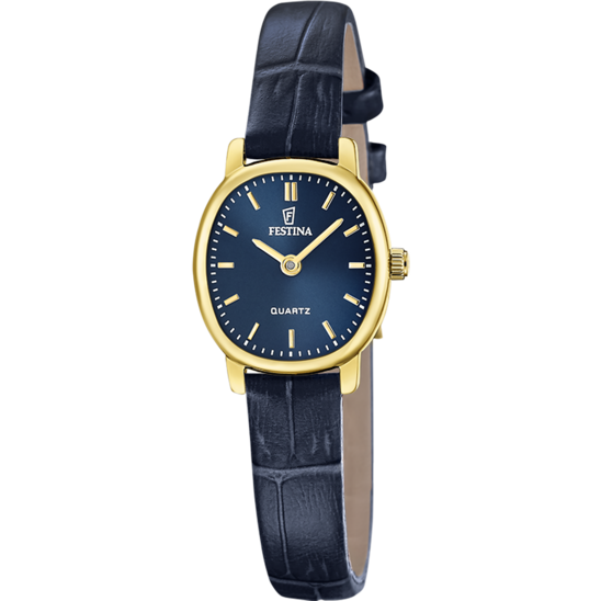 Dámské hodinky Festina F20807/3 – měkký pásek s modrým ciferníkem – pohled zepředu