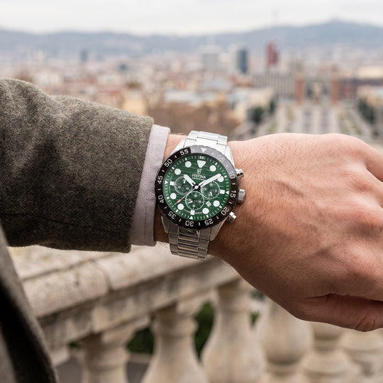 Relógio masculino Festina F20808/1 – pulseira em aço com mostrador verde – gama