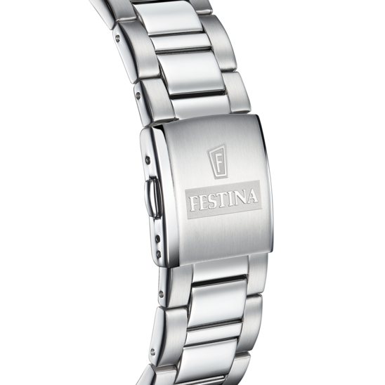 Herrenuhr Festina F20808/2 – Zifferblatt blaues Stahlarmband – Rückansicht