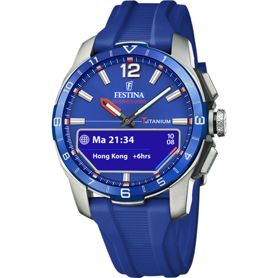 Montre connectée homme Festina CONNECTED F23000/G – cadran noir bracelet acier – vue de face 2