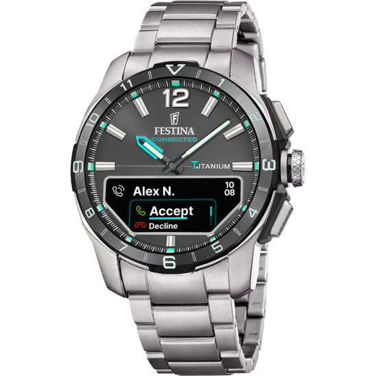 Montre connectée homme Festina CONNECTED F23000/J – cadran gris bracelet acier – vue de face