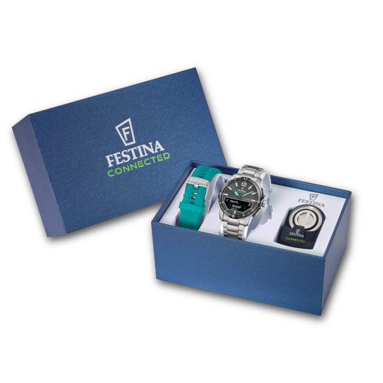 Montre connectée homme Festina CONNECTED F23000/J – cadran gris bracelet acier – vue de profil