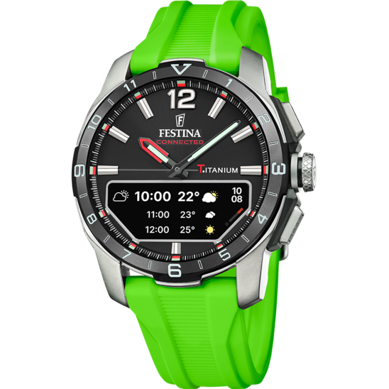 Montre connectée homme Festina CONNECTED F23000/M – cadran noir bracelet acier – vue de face 2