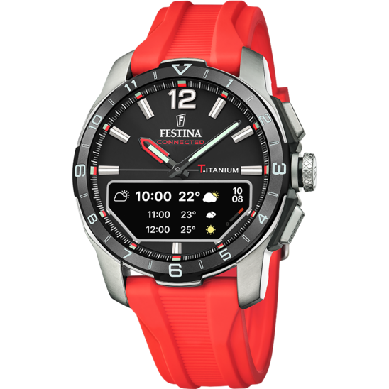 Montre connectée homme Festina CONNECTED F23000/N – cadran noir bracelet acier – vue de face 2