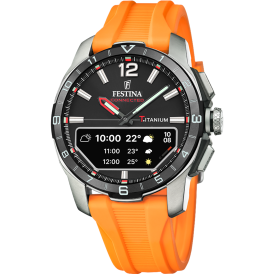 Montre connectée homme Festina CONNECTED F23000/P – cadran noir bracelet acier – vue de face 2