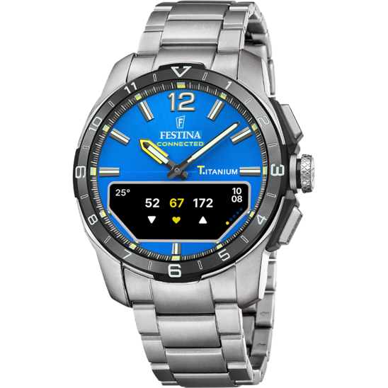 Montre connectée homme Festina CONNECTED F23000/Q – cadran bleu bracelet caoutchouc – vue de face